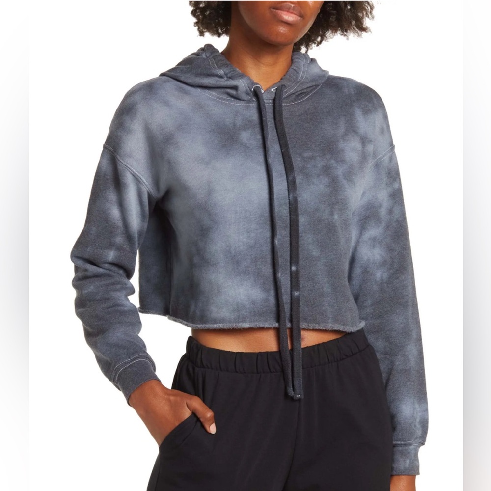 Bella + Canvas Crop Tie Dye Hoodie Sweatshirt